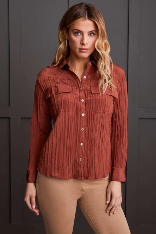 Button-Up Shirt With Collar-Mahogany sold by Tribal