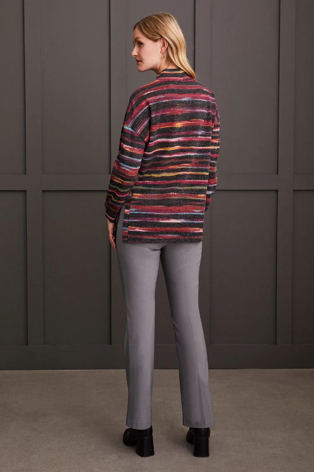 Textured Knit Mock Neck Top With Side Slits-Bordeaux sold by Tribal product image thumbnail 4