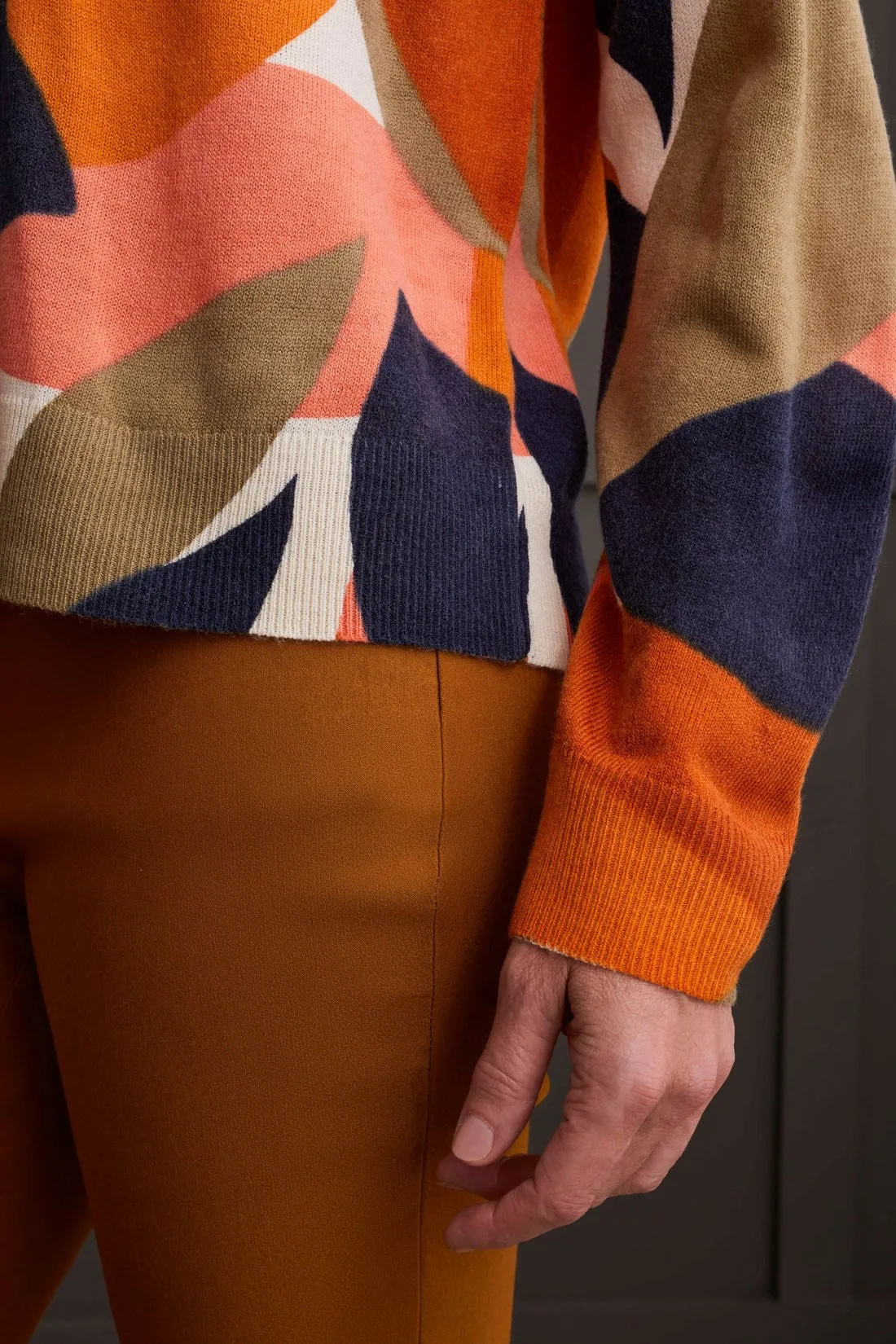 Fine Gauge Printed Crew Neck Sweater-Desertsun sold by Tribal product image thumbnail 4