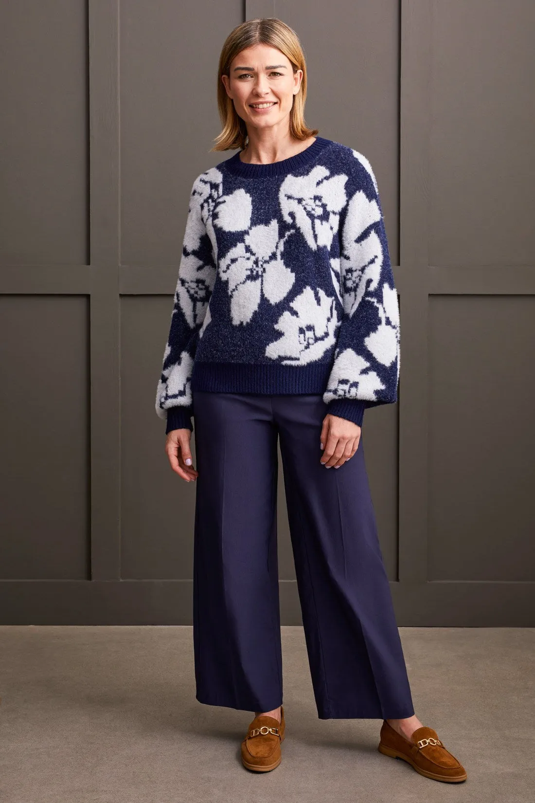 Eyelash Yarn Crew Neck Sweater-Sapphire sold by Tribal