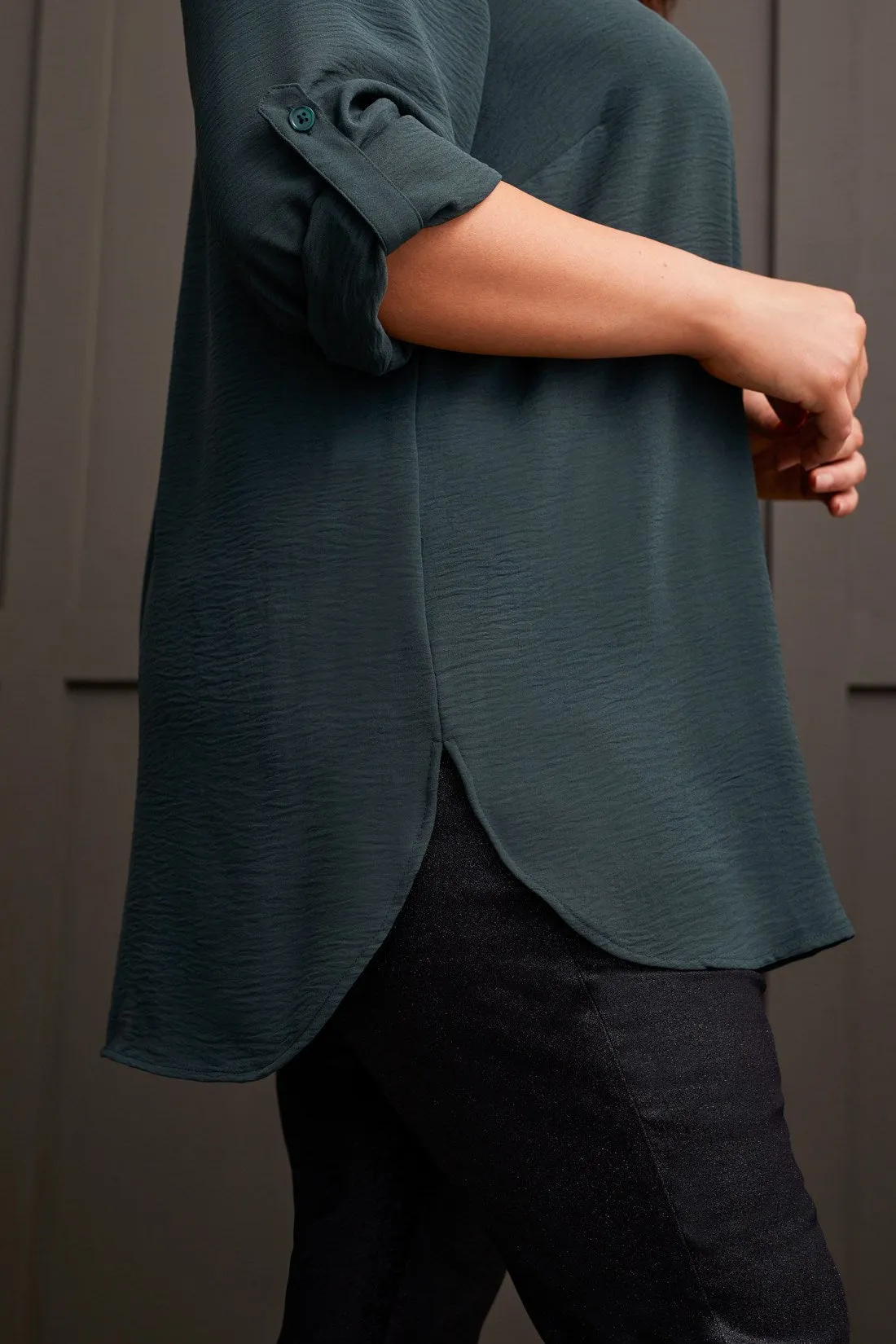 Roll-Up Sleeve Tunic Shirt-Alpine Green sold by Tribal product image thumbnail 3