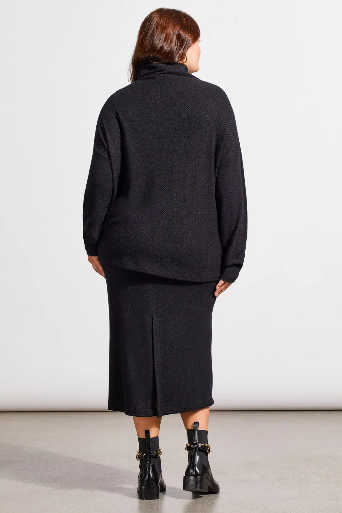 Knit Loose Fit Drop Shoulder Funnel Neck Top-Black sold by Tribal product image thumbnail 3