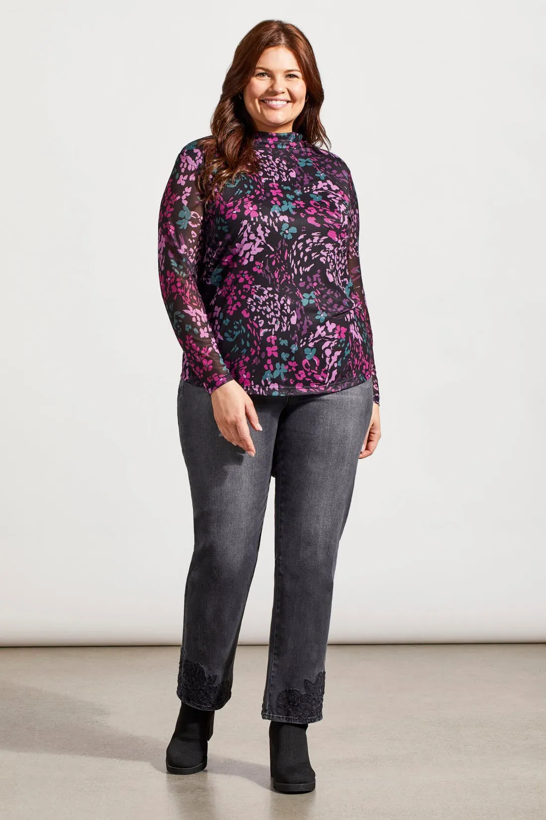 Mesh Turtleneck Top With Lining-Bright Violet sold by Tribal product image thumbnail 2