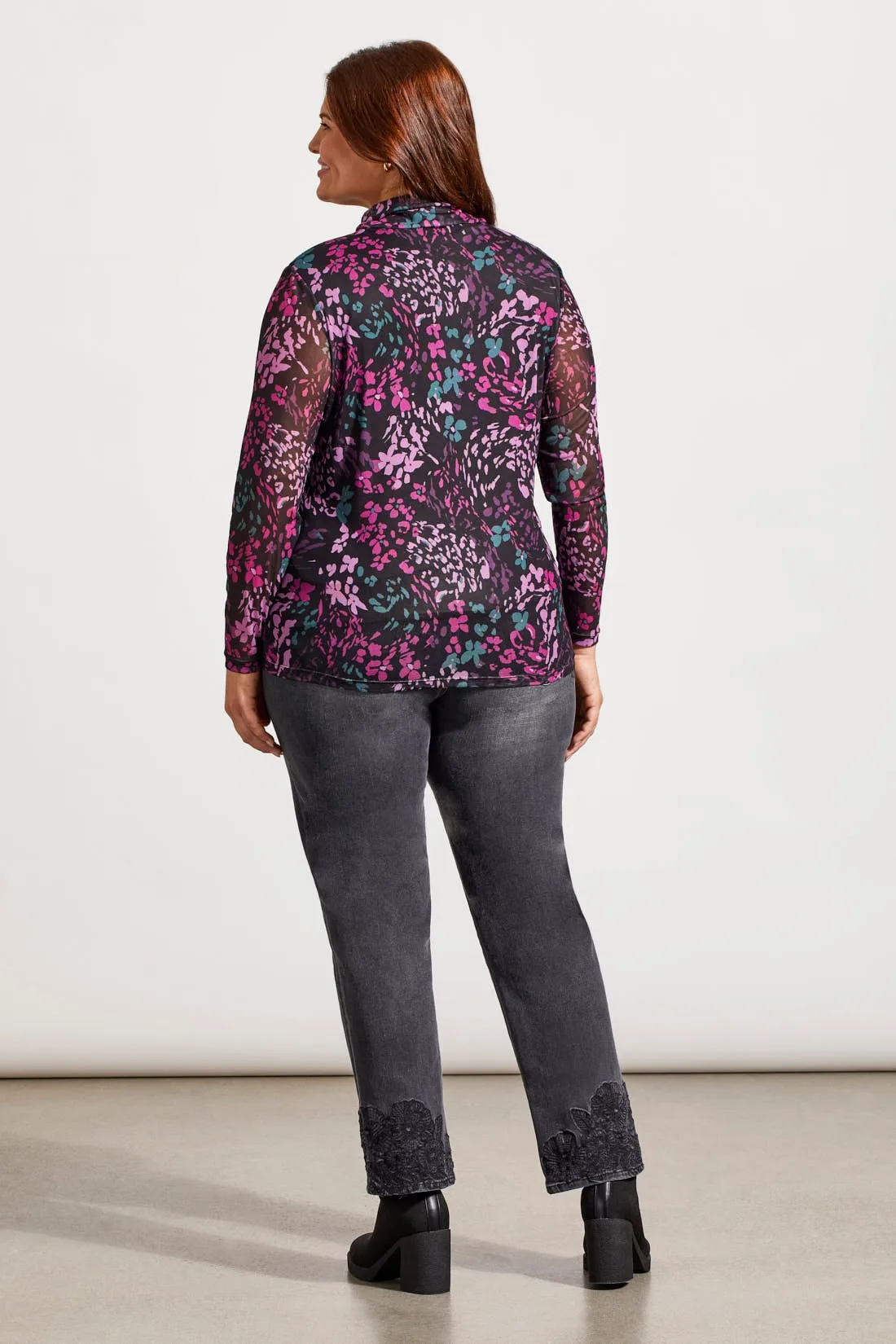 Mesh Turtleneck Top With Lining-Bright Violet sold by Tribal product image thumbnail 3