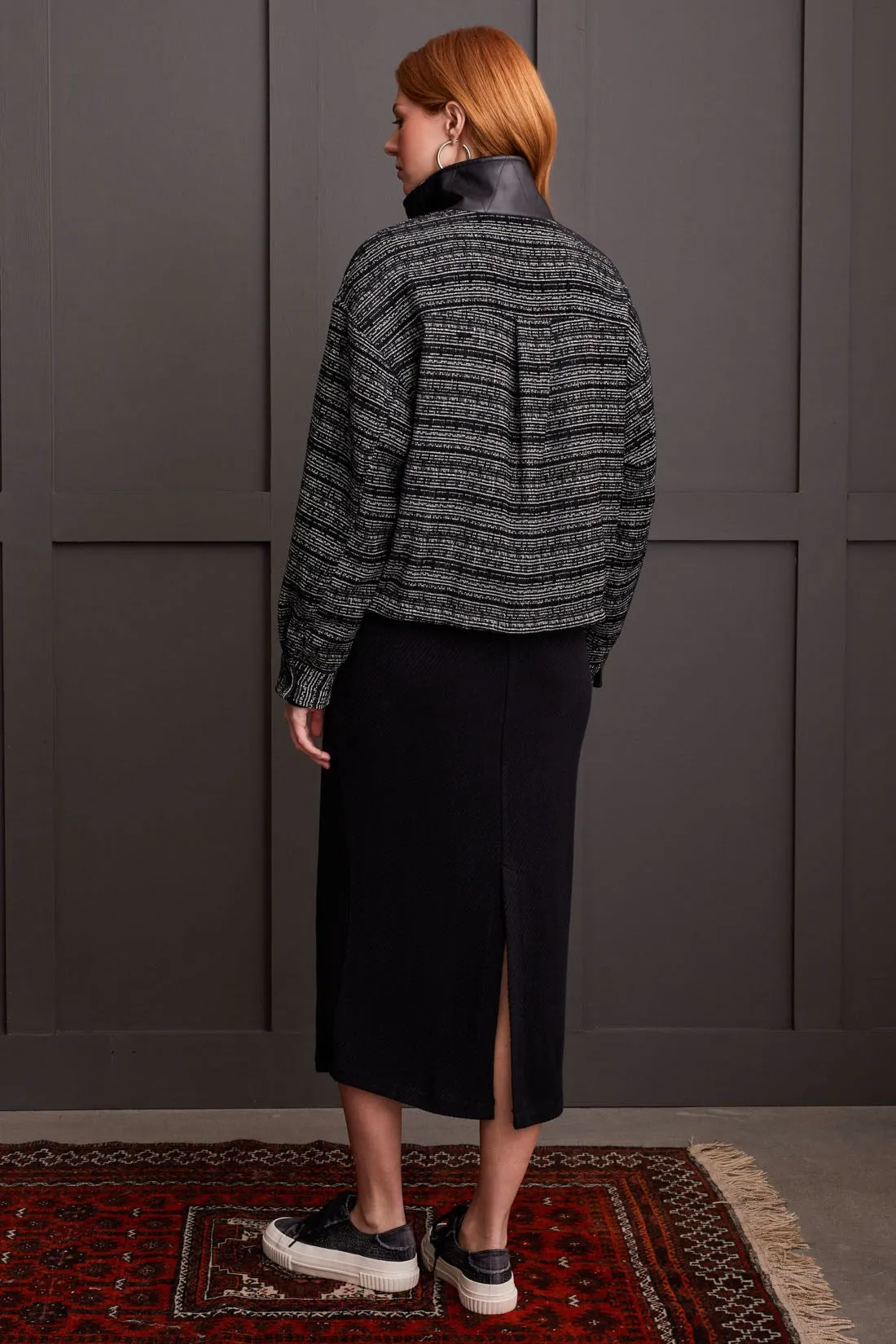 Woven Chenille Yarn Dye Jacket With Waist Drawcord-Black sold by Tribal product image thumbnail 3