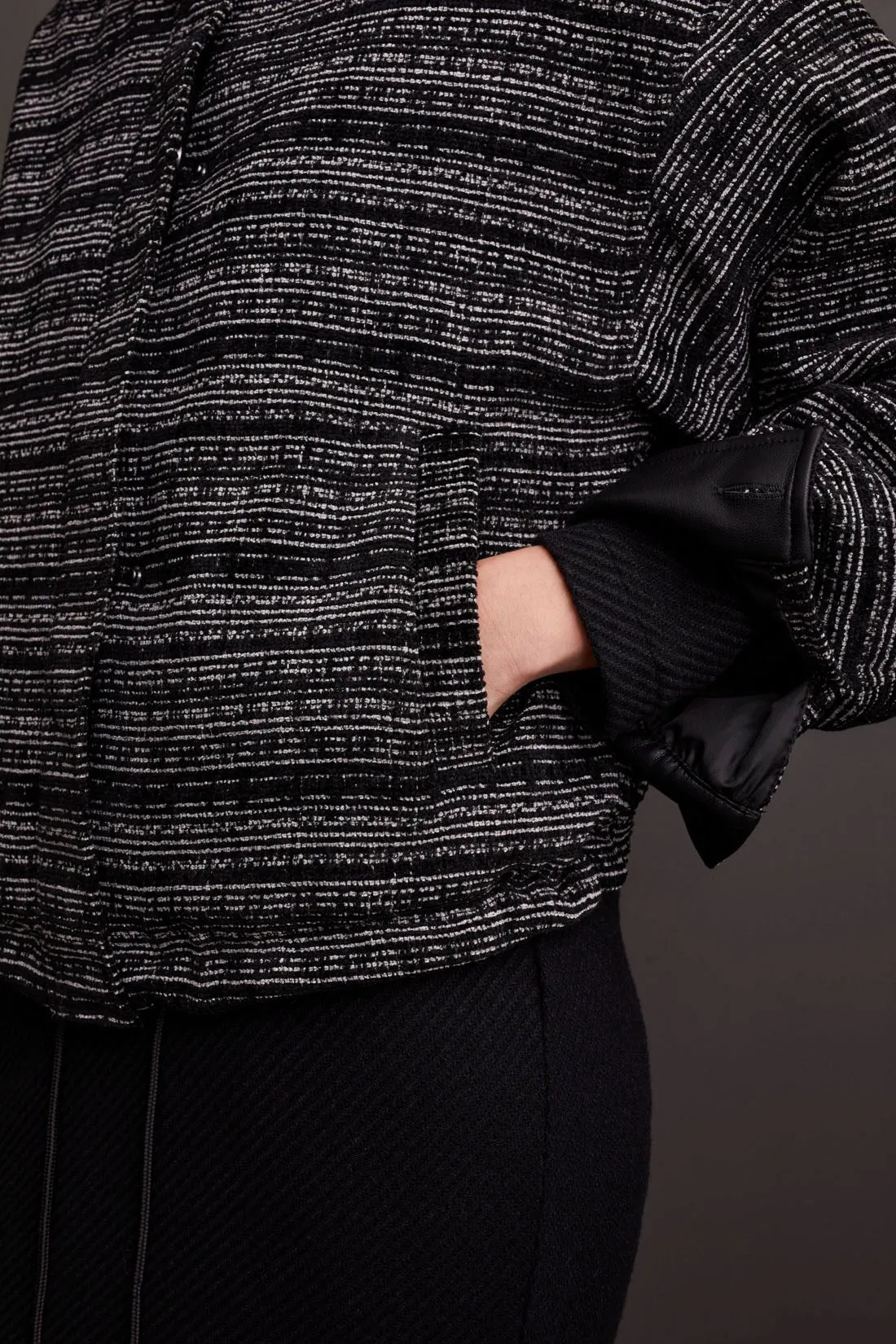 Woven Chenille Yarn Dye Jacket With Waist Drawcord-Black sold by Tribal product image thumbnail 4