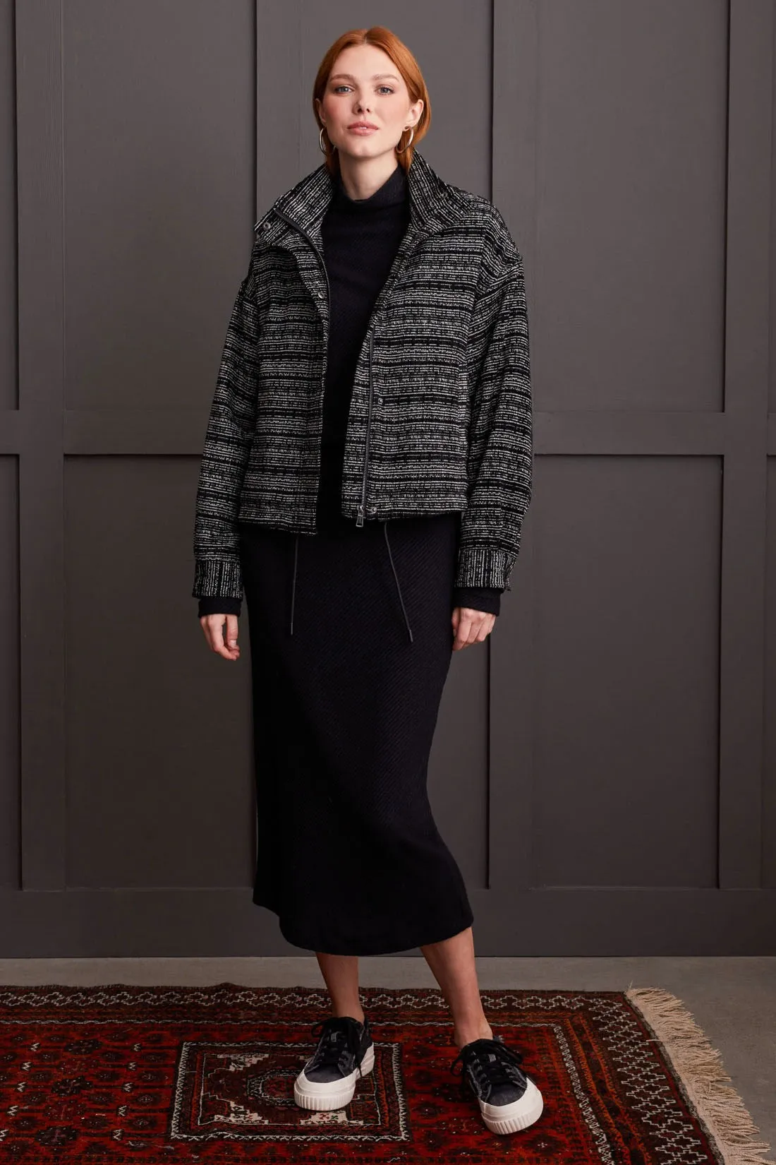 Woven Chenille Yarn Dye Jacket With Waist Drawcord-Black sold by Tribal product image thumbnail 2