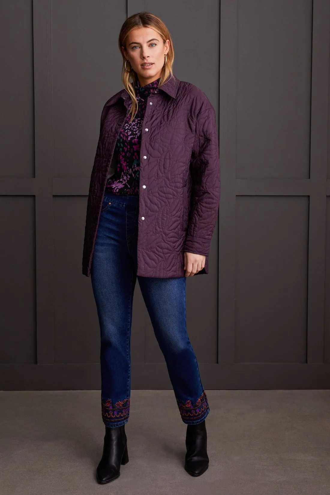 Audrey Pull-On Straight Leg Jeans With Embroidery-Dk Cobalt sold by Tribal product image thumbnail 4