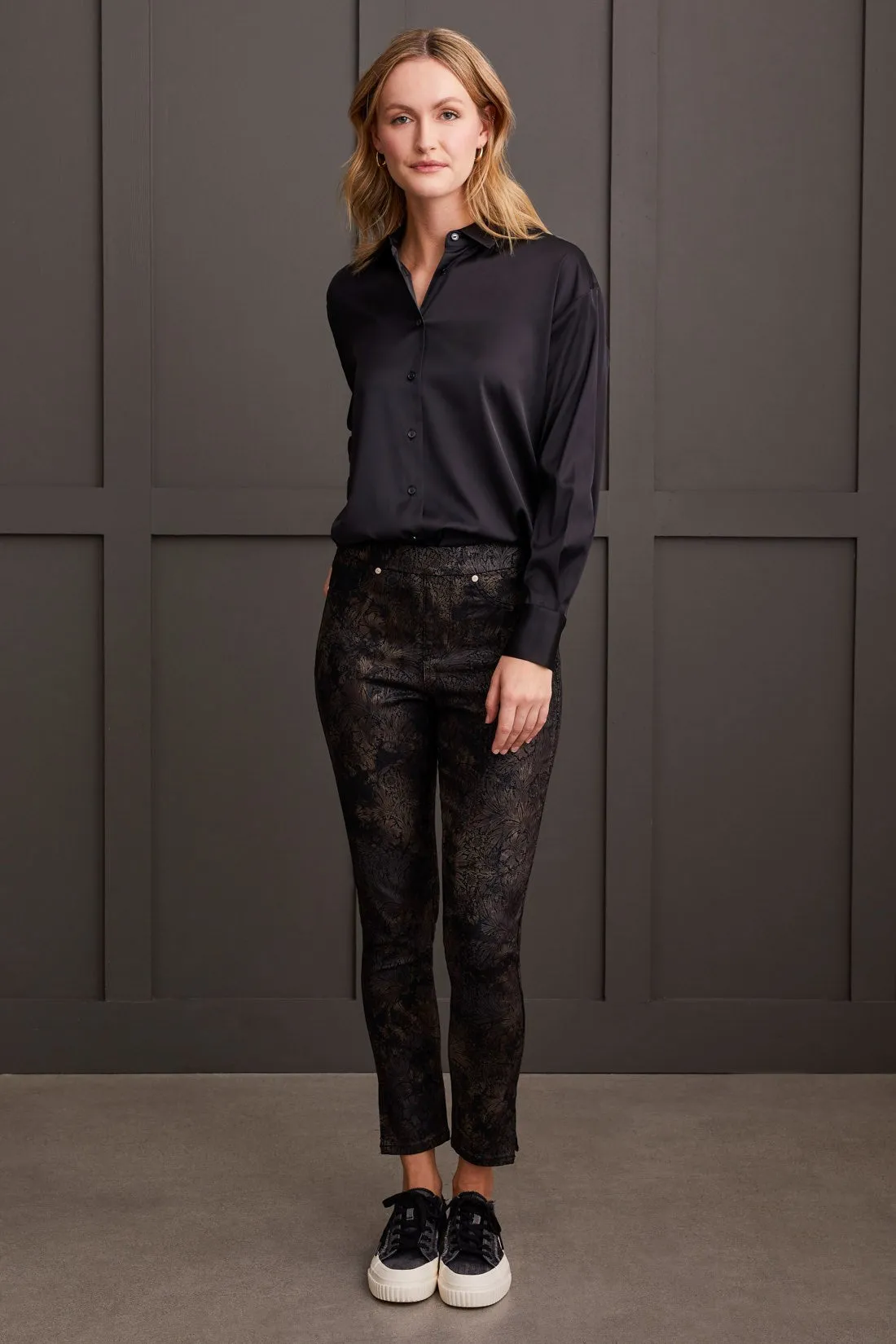 Audrey Pull-On Slim Ankle Jeans With Bronze Foil Print-Bronze sold by Tribal product image thumbnail 2