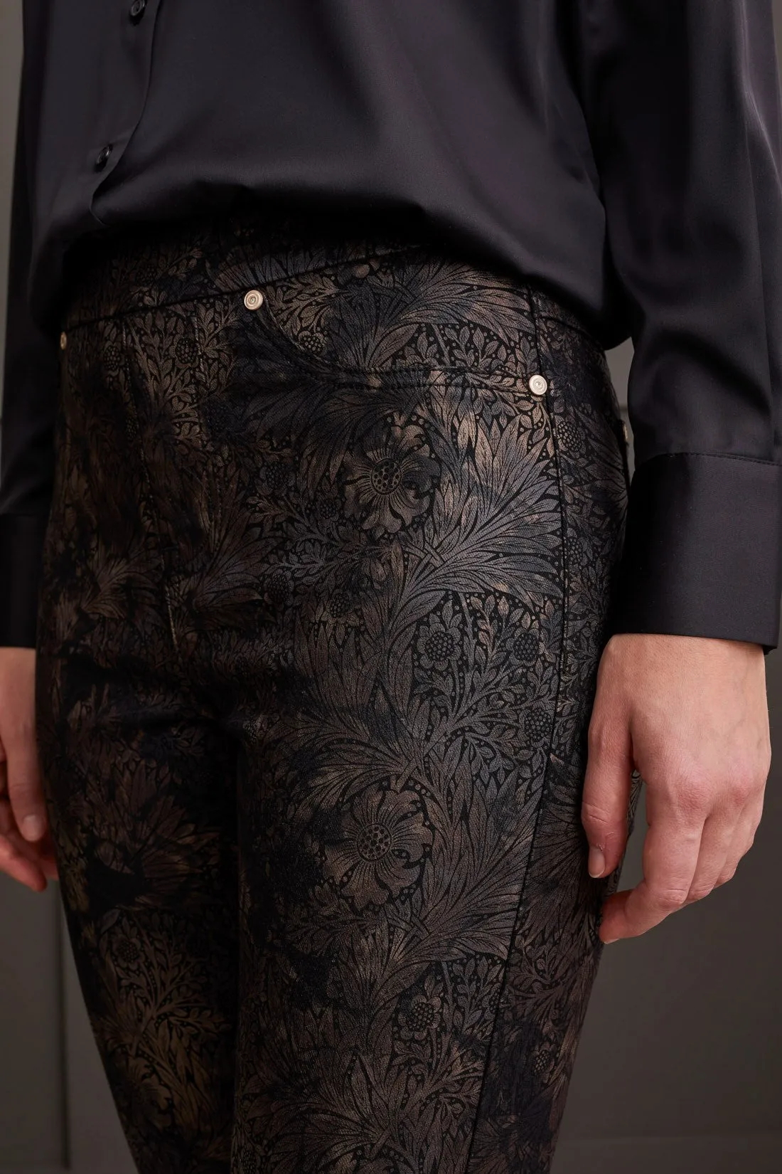 Audrey Pull-On Slim Ankle Jeans With Bronze Foil Print-Bronze sold by Tribal product image thumbnail 3