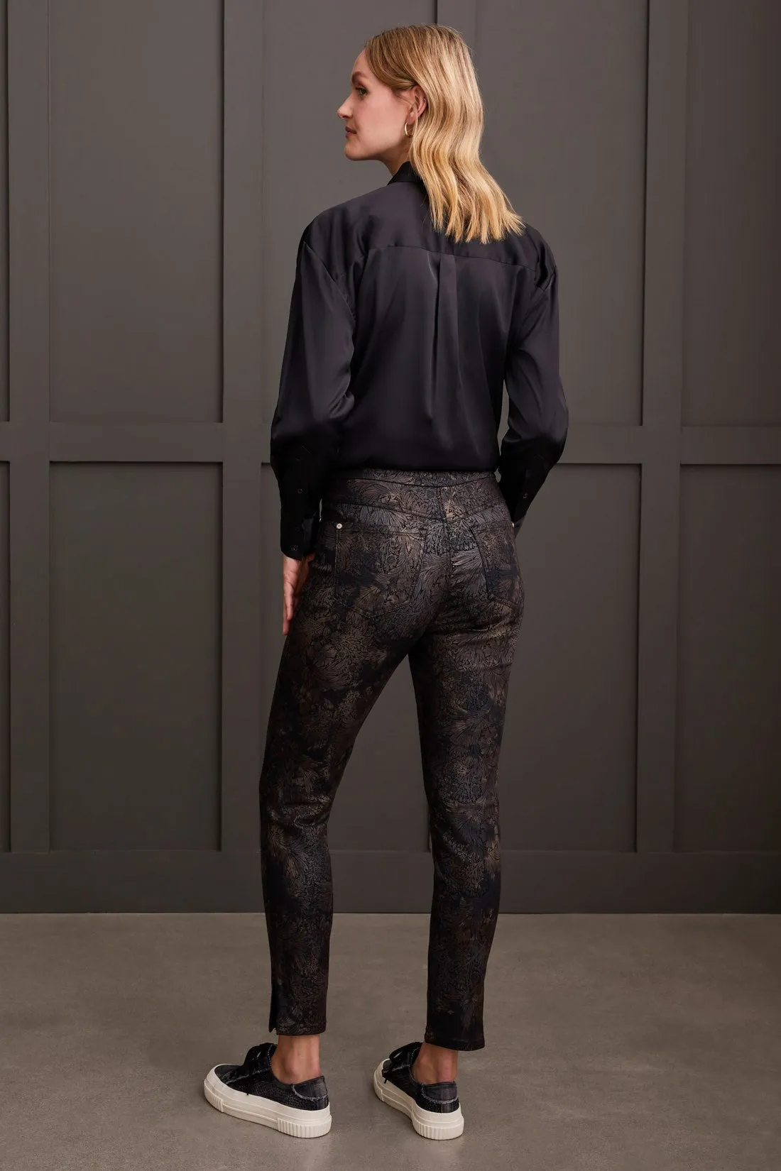 Audrey Pull-On Slim Ankle Jeans With Bronze Foil Print-Bronze sold by Tribal product image thumbnail 4