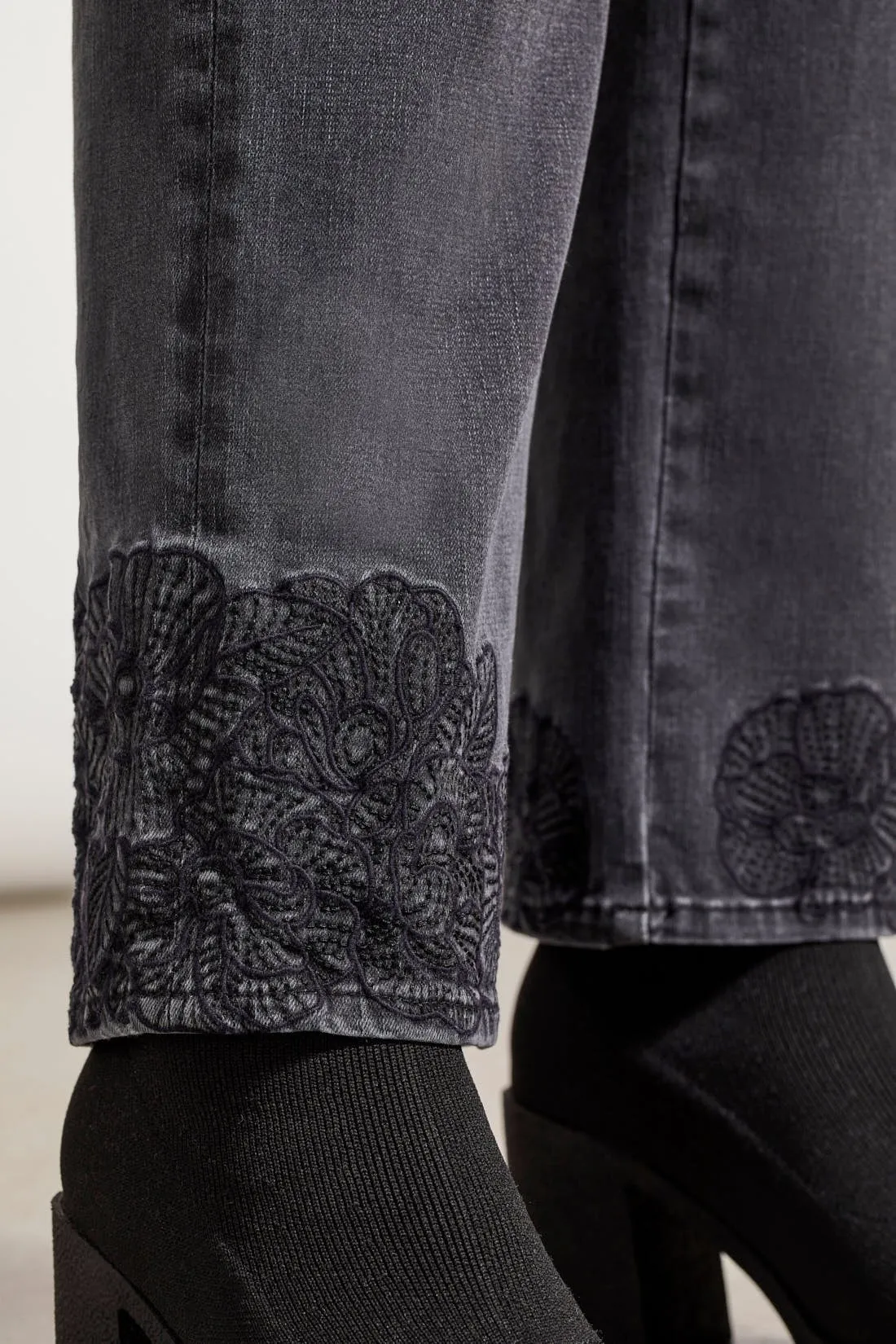 Sophia Curvy Embroidered Straight Leg Jeans-Fadedblack sold by Tribal product image thumbnail 2