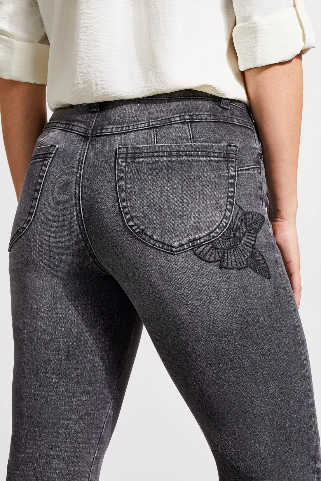 Sophia Curvy Embroidered Straight Leg Jeans-Fadedblack sold by Tribal product image thumbnail 4