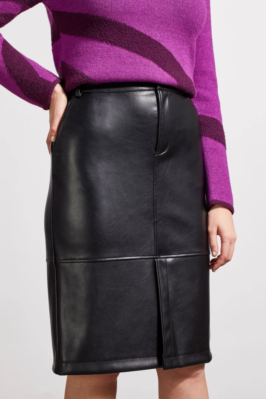 Faux Leather Skirt With Front Slit-Black sold by Tribal product image thumbnail 3