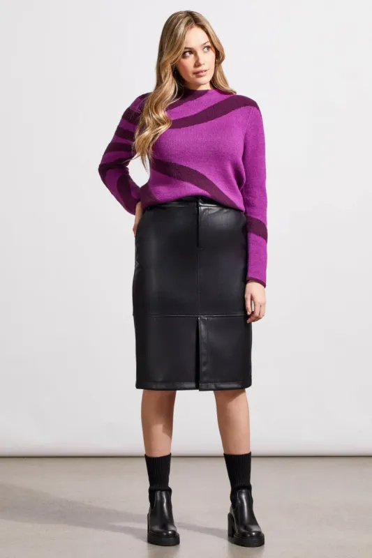 Faux Leather Skirt With Front Slit-Black sold by Tribal
