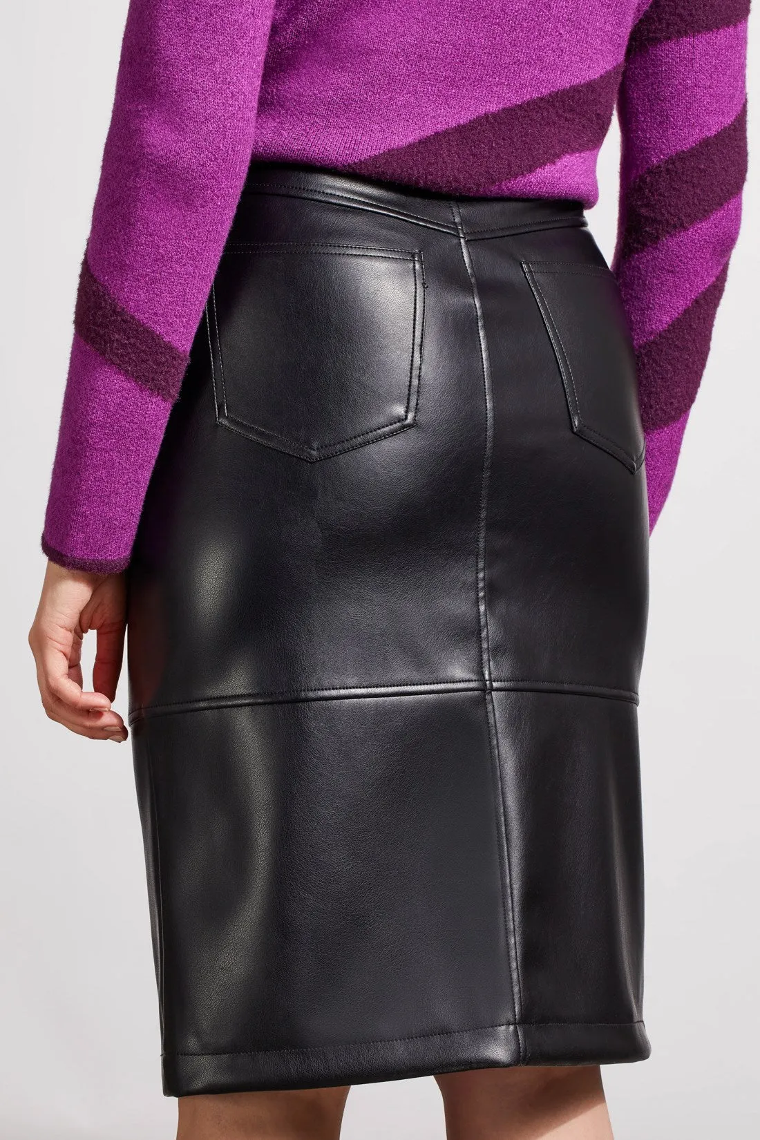Faux Leather Skirt With Front Slit-Black sold by Tribal product image thumbnail 2