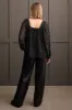 Shiny Square Neck Lined Blouse-Black sold by Tribal