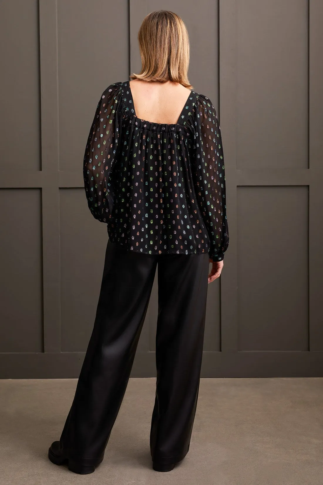 Shiny Square Neck Lined Blouse-Black sold by Tribal product image thumbnail 3