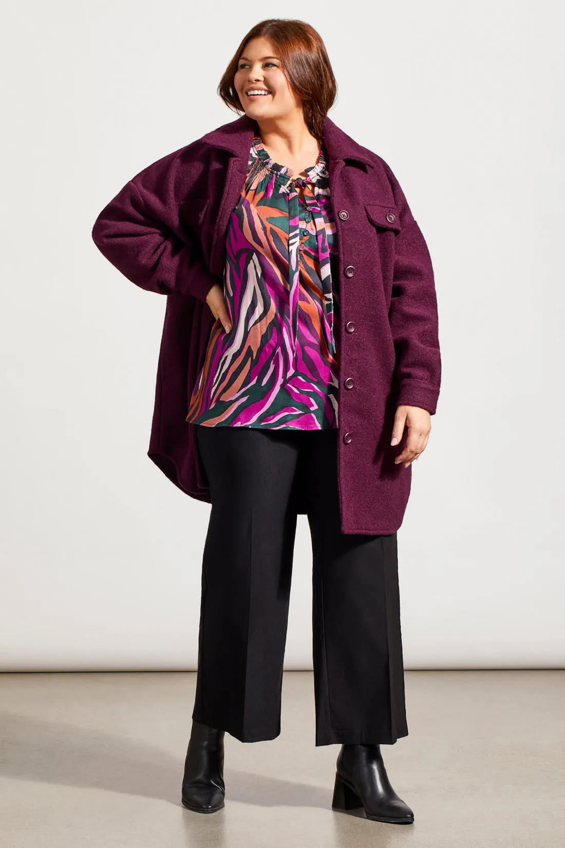 Printed Challis Raglan Sleeve Blouse With Pleated Details-Alpine Green sold by Tribal product image thumbnail 3