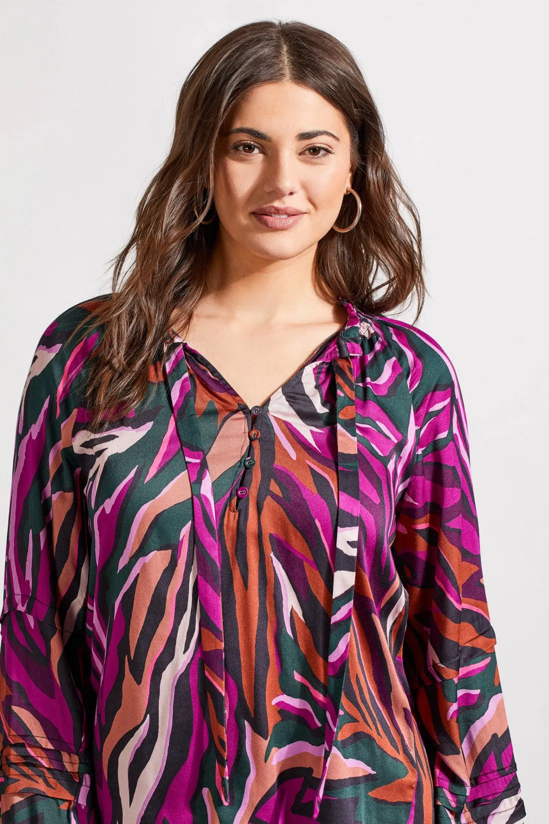 Printed Challis Raglan Sleeve Blouse With Pleated Details-Alpine Green sold by Tribal product image thumbnail 2