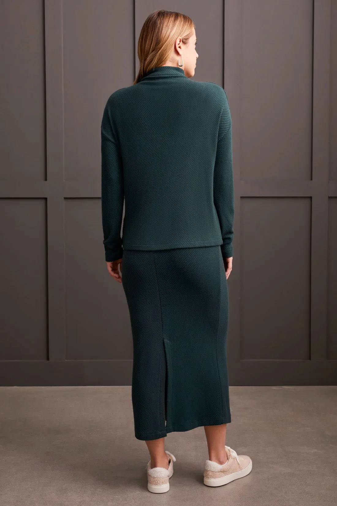 KNIT LOOSE FIT DROP SHOULDER FUNNEL NECK TOP-Alpine green sold by Tribal product image thumbnail 3