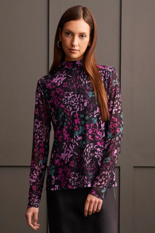 MESH TURTLENECK TOP WITH LINING-Bright violet sold by Tribal