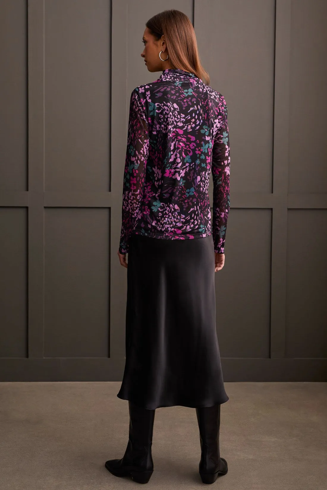 MESH TURTLENECK TOP WITH LINING-Bright violet sold by Tribal product image thumbnail 2