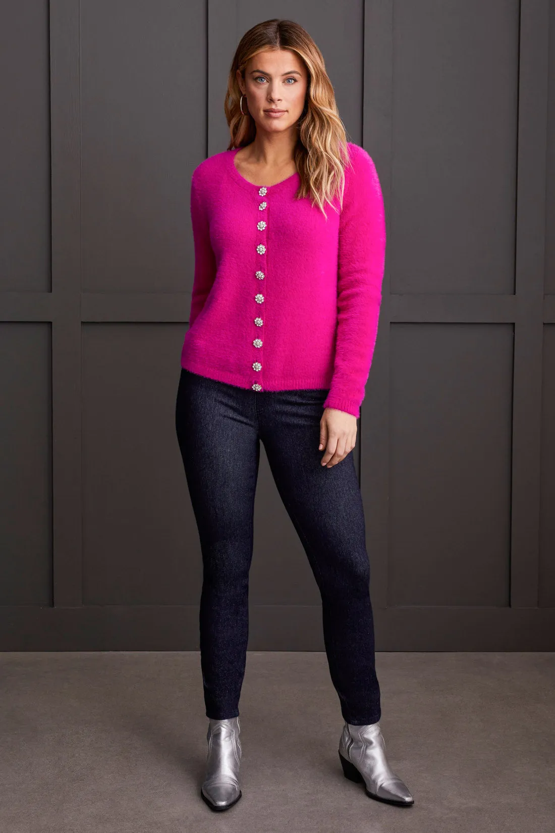 SWEATER CARDIGAN WITH FANCY BUTTONS-Deep magenta sold by Tribal product image thumbnail 2