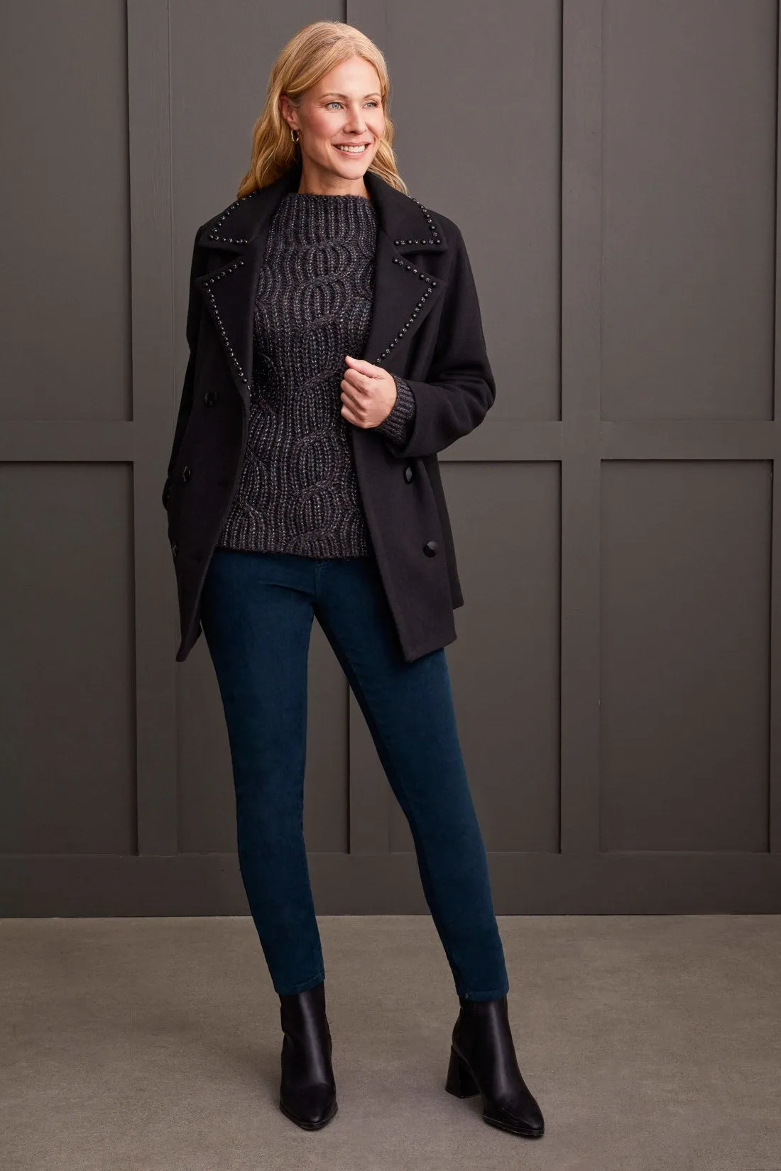 OVERSIZED FUNNEL NECK SWEATER WITH SHINY YARN-Black sold by Tribal product image thumbnail 4