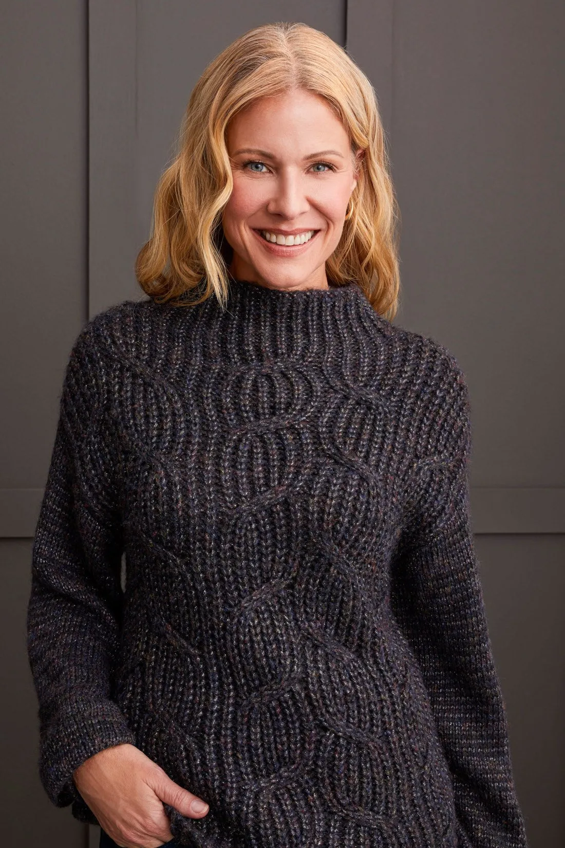 OVERSIZED FUNNEL NECK SWEATER WITH SHINY YARN-Black sold by Tribal product image thumbnail 2