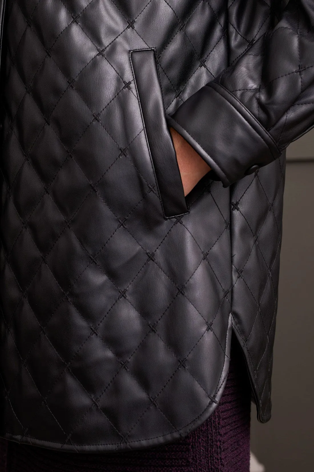 Quilted Faux Leather Jacket-Black sold by Tribal product image thumbnail 4