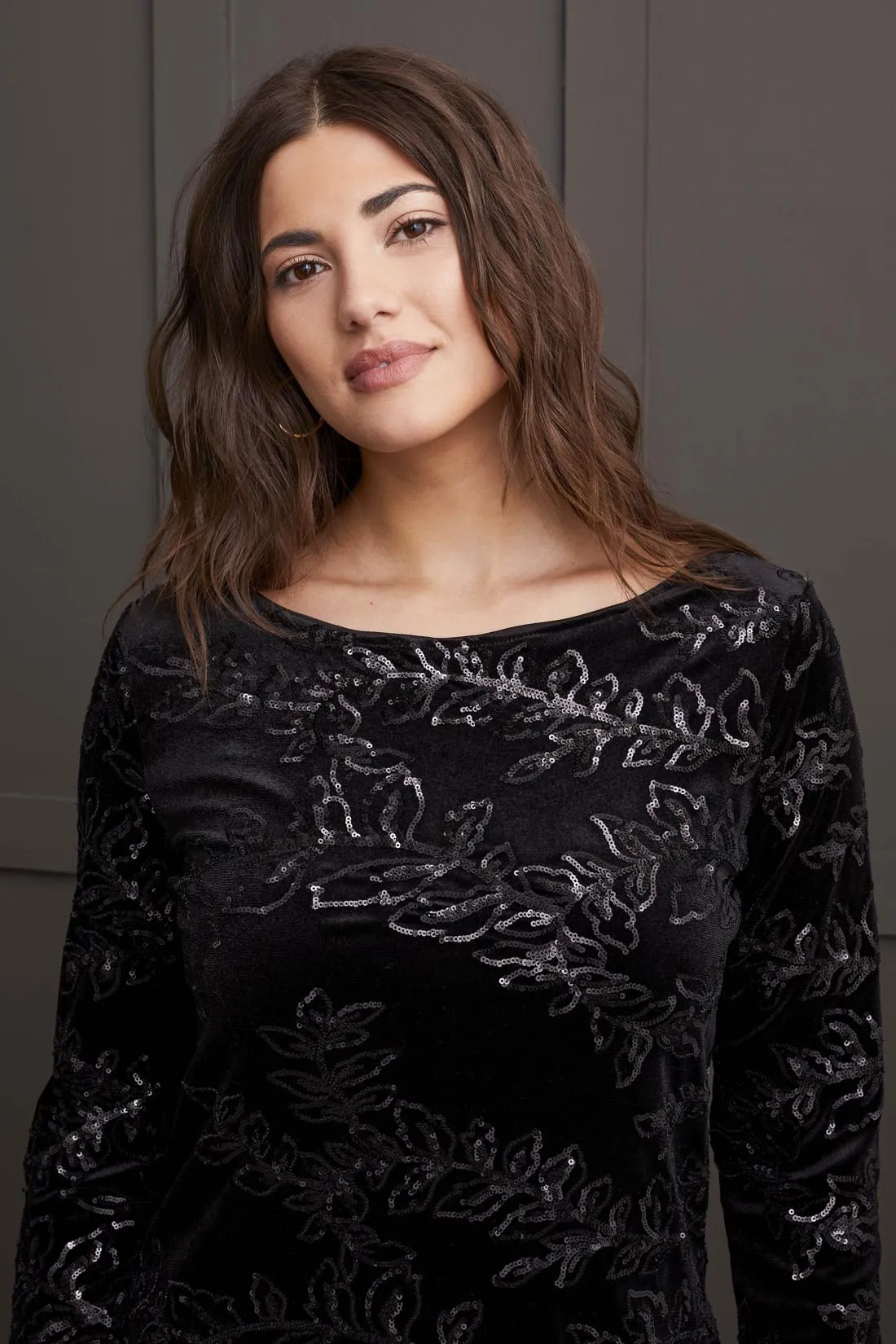 Tribal Femme Sparkle Lined Velvet Dress-Black sold by Tribal product image thumbnail 2