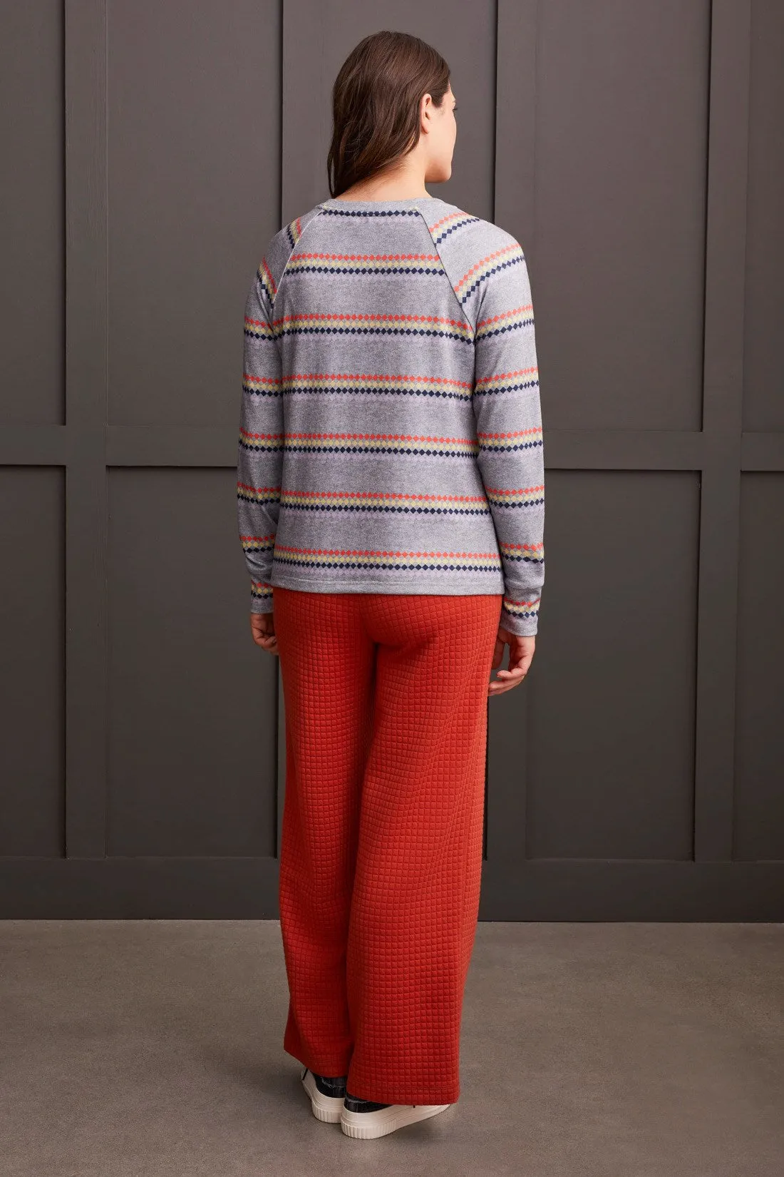 STRIPED RAGLAN CREW NECK TOP-Grey mix sold by Tribal product image thumbnail 4