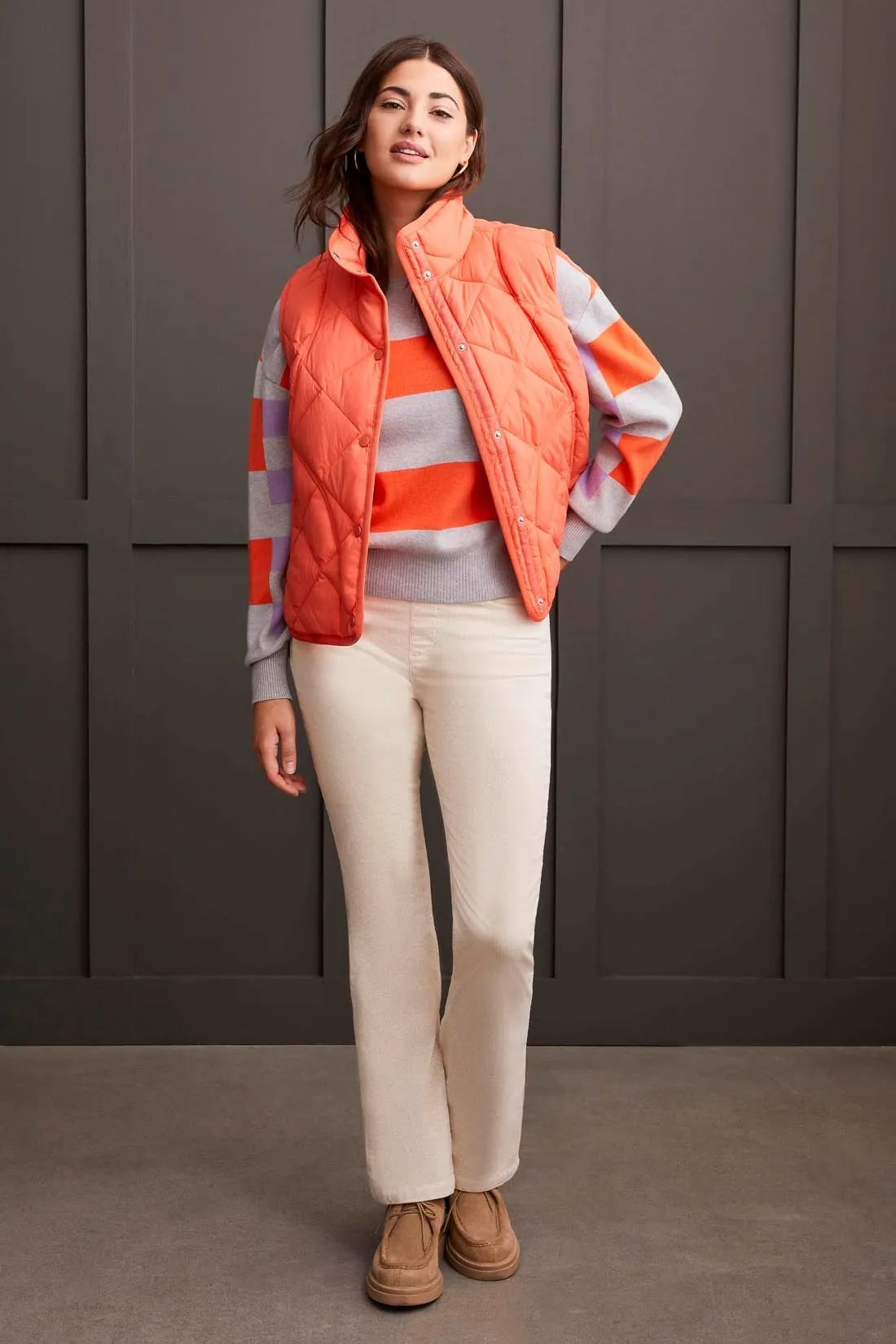 Stripe Combo Boat Neck Sweater-Hot Coral sold by Tribal product image thumbnail 4