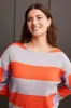 Stripe Combo Boat Neck Sweater-Hot Coral sold by Tribal