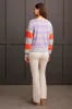 Stripe Combo Boat Neck Sweater-Hot Coral sold by Tribal