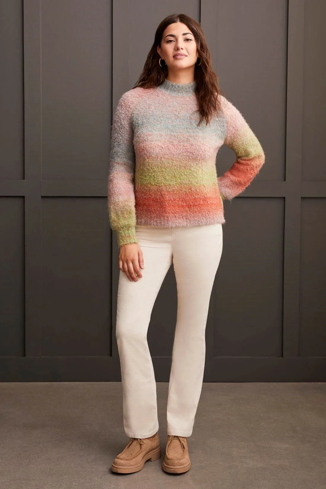 OMBRE BOUCLÉ MOCK NECK SWEATER-Orchid sold by Tribal product image thumbnail 3