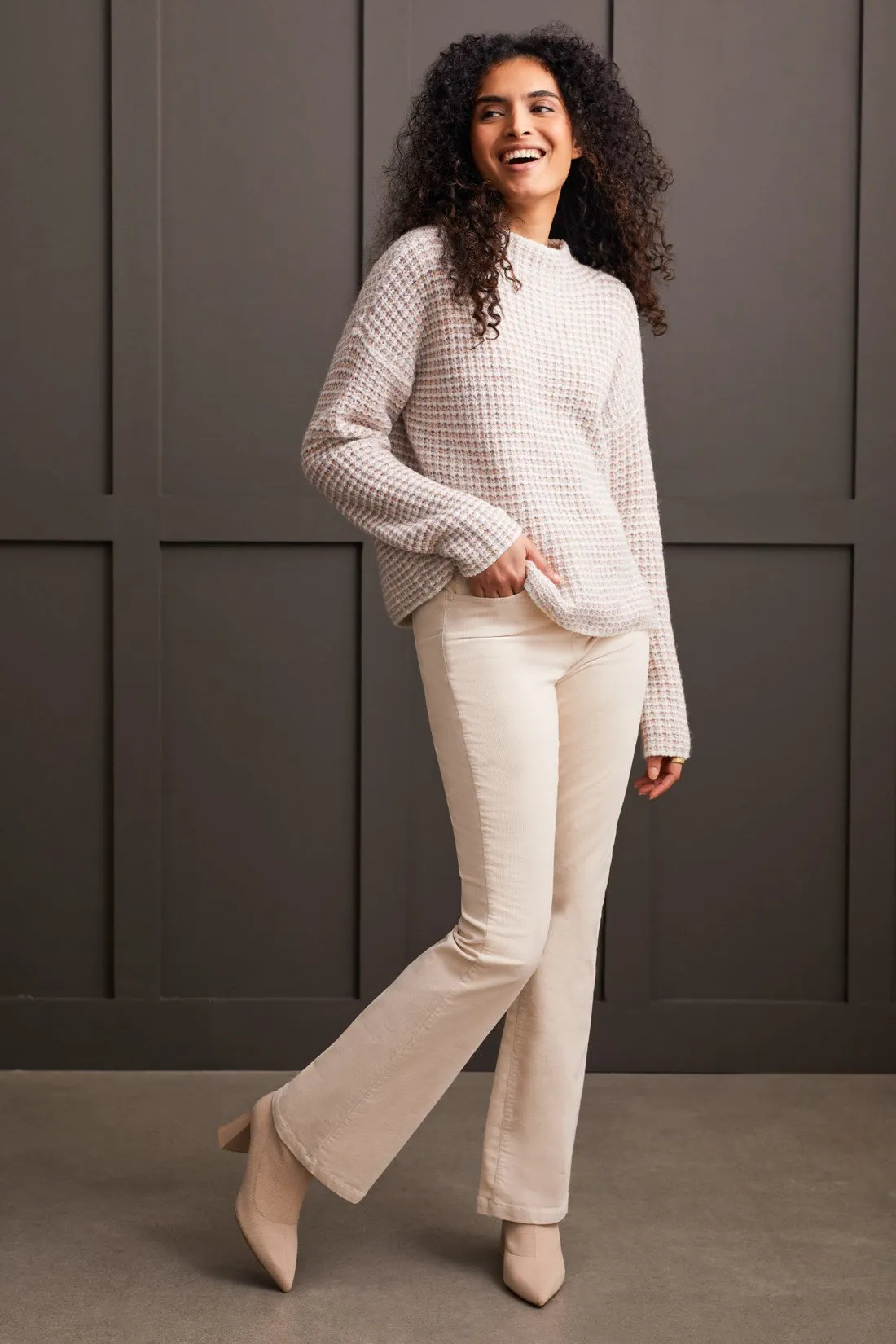 SHINY THREAD FUNNEL NECK SWEATER-Moonstone sold by Tribal
