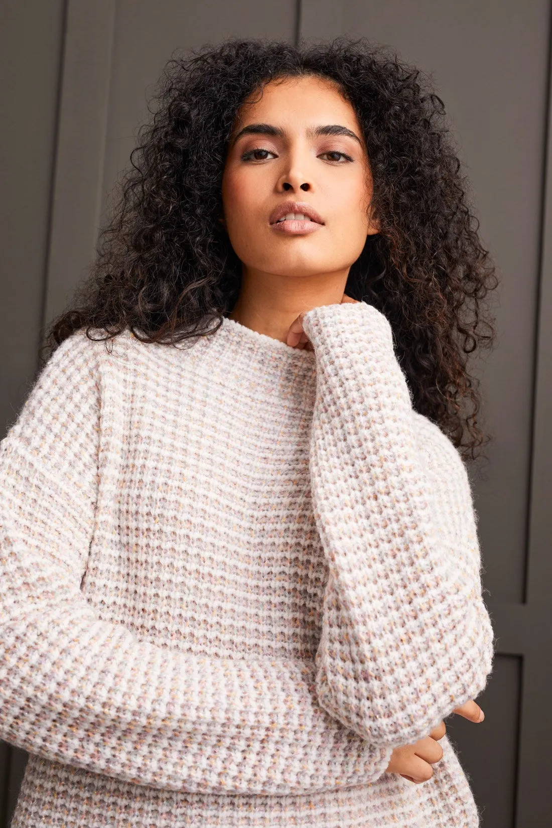 SHINY THREAD FUNNEL NECK SWEATER-Moonstone sold by Tribal product image thumbnail 2