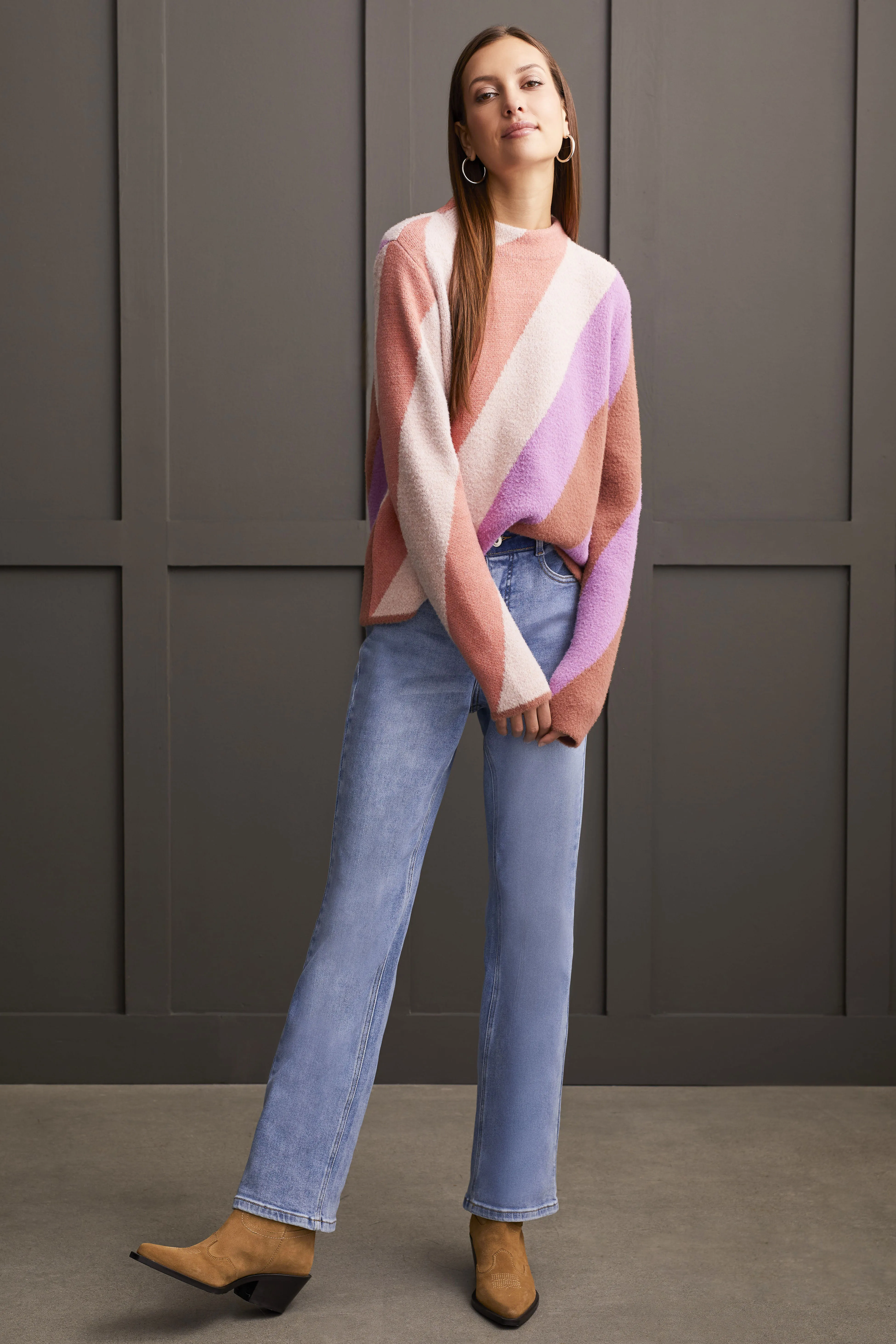 FUZZY DOUBLE-KNIT MOCK NECK SWEATER-Apricot mist sold by Tribal product image thumbnail 2