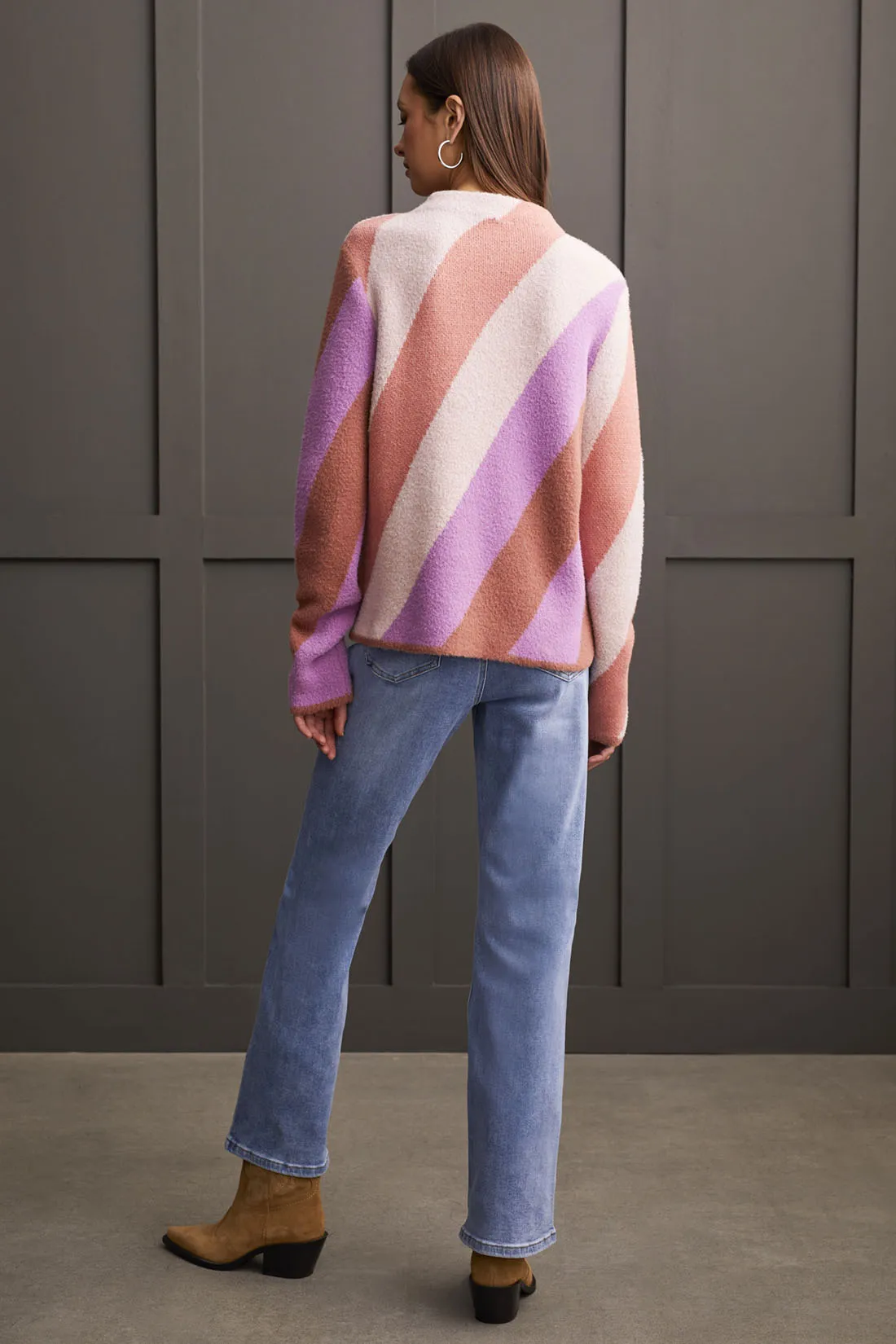 FUZZY DOUBLE-KNIT MOCK NECK SWEATER-Apricot mist sold by Tribal product image thumbnail 3
