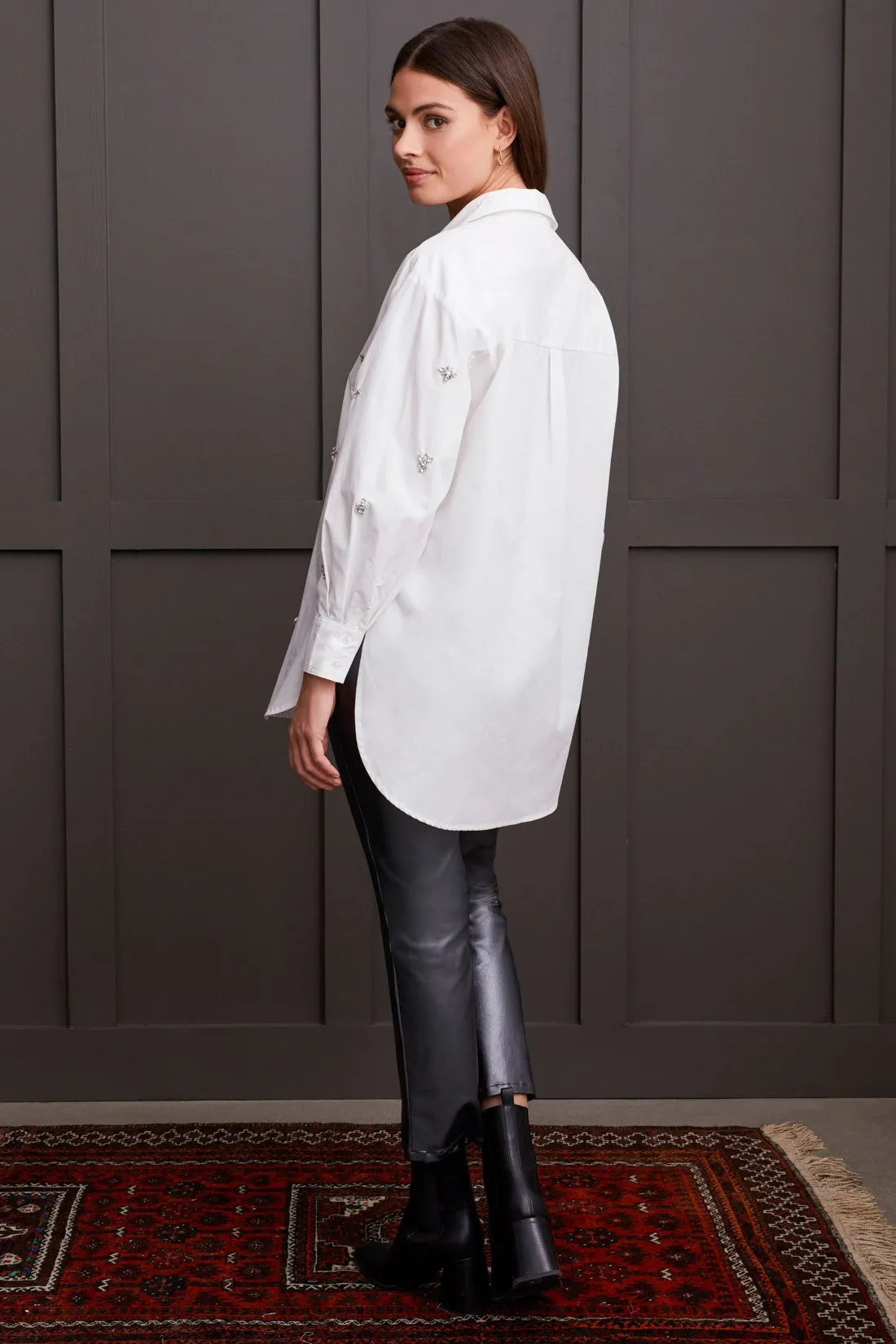 Embellished Rhinestone AppliquÉ Loose Fit Shirt-White sold by Tribal product image thumbnail 4