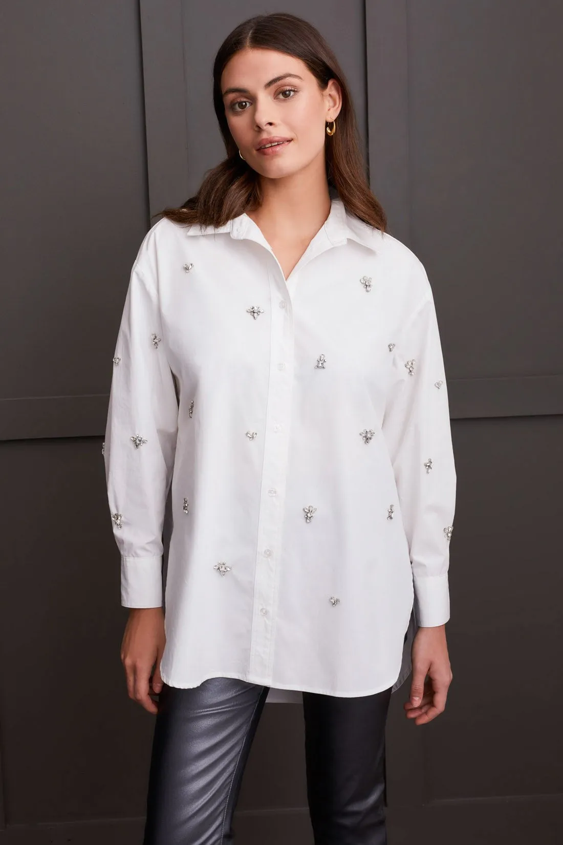 Embellished Rhinestone AppliquÉ Loose Fit Shirt-White sold by Tribal product image thumbnail 2