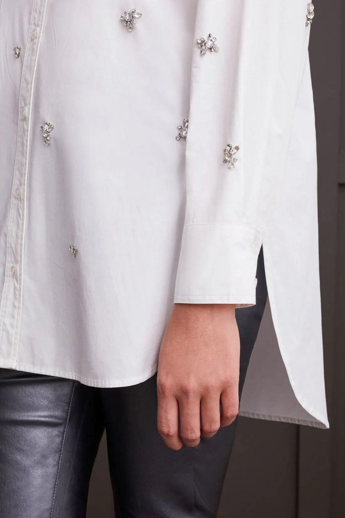 Embellished Rhinestone AppliquÉ Loose Fit Shirt-White sold by Tribal product image thumbnail 3