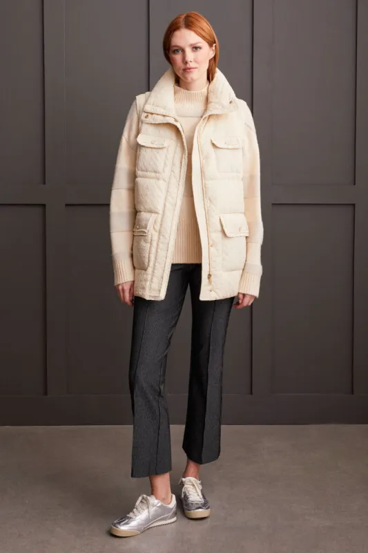 Textured Houndstooth Quilted Vest With Fringed Edges-Moonstone sold by Tribal