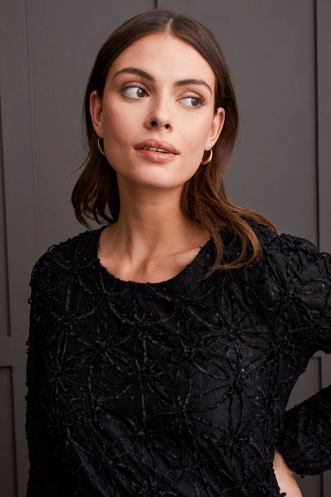 Fancy Lace Top With Integrated Cami-Black sold by Tribal product image thumbnail 4