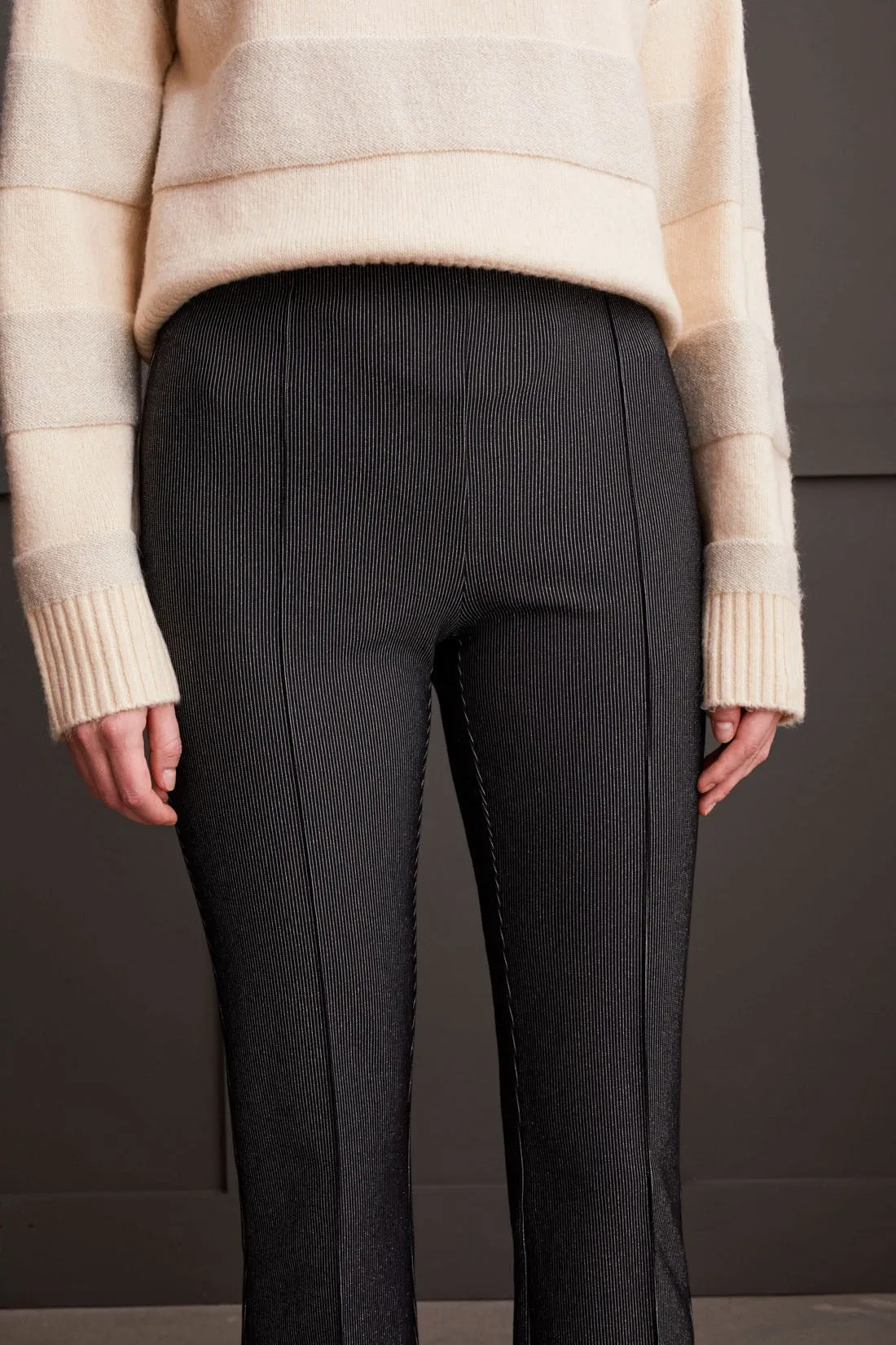 Sparkle Stripe Micro Bootleg Pull-On Ankle Pants-Black sold by Tribal product image thumbnail 2