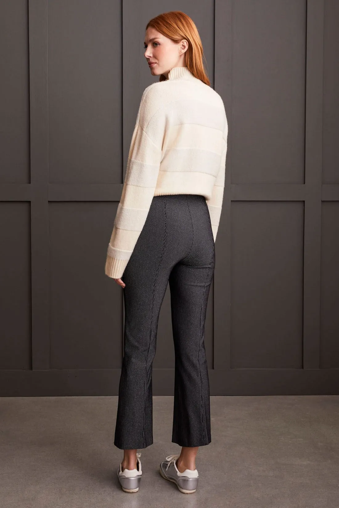 Sparkle Stripe Micro Bootleg Pull-On Ankle Pants-Black sold by Tribal product image thumbnail 4