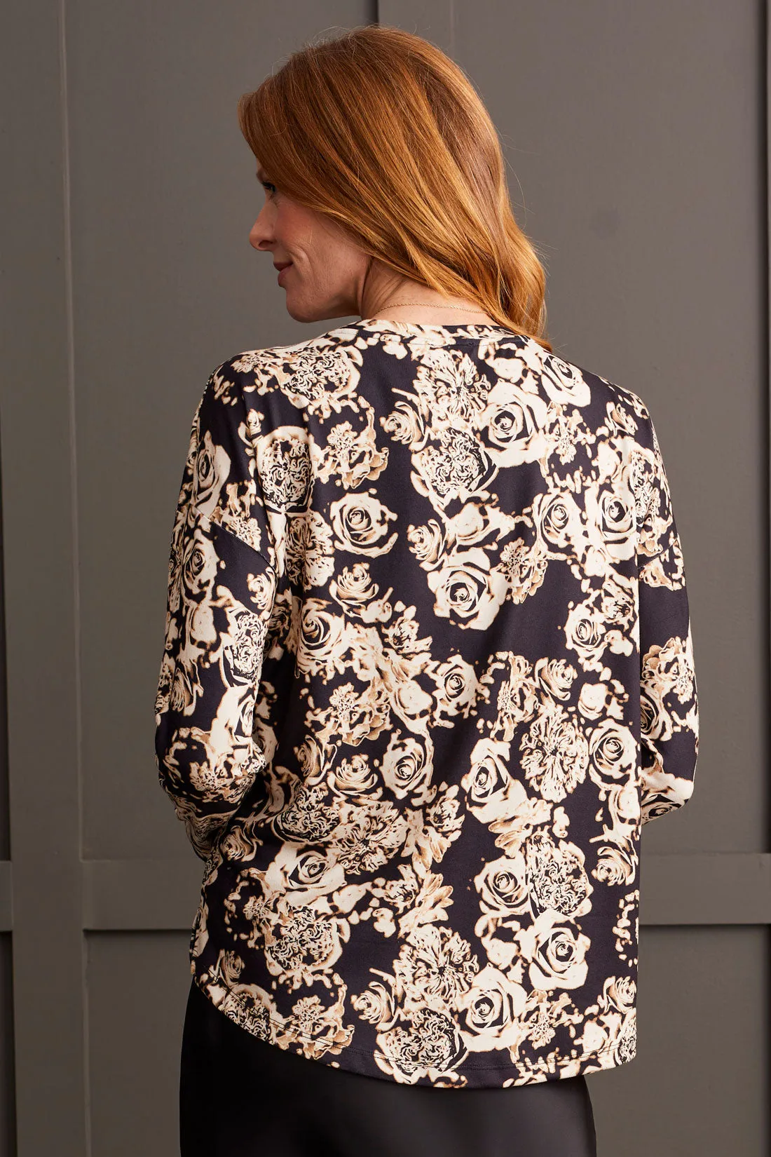 Soft Printed Crew Neck Top With Curved Hem-Moonstone sold by Tribal product image thumbnail 3