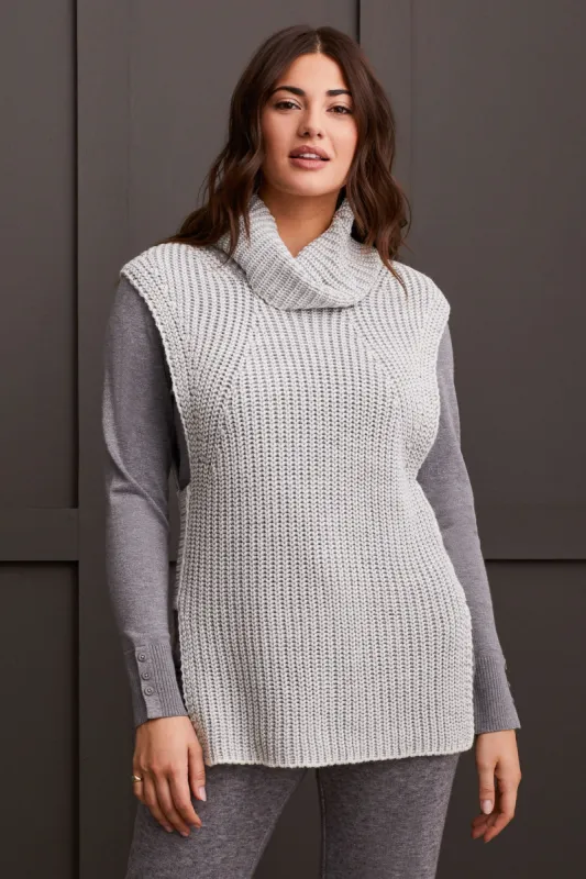 Boat Neck Sweater With Button Sleeve-H.Charcoal sold by Tribal